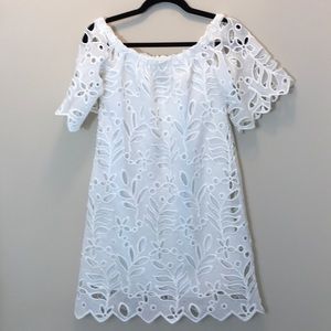 Yoana Baraschi Off The Shoulder White Lace Dress